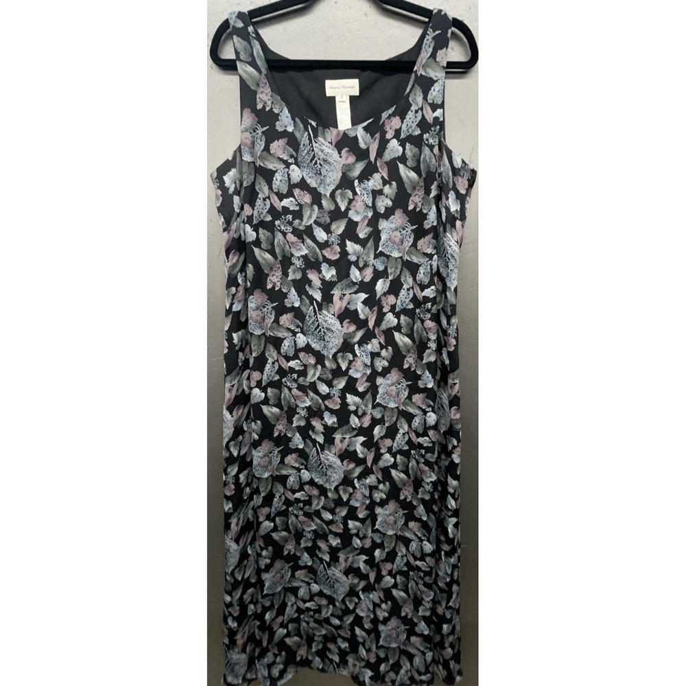 Rena‎ Rowan Silk Dress 16 Blue Gray Floral 2 Pieces Whimsy Cottage Fairy